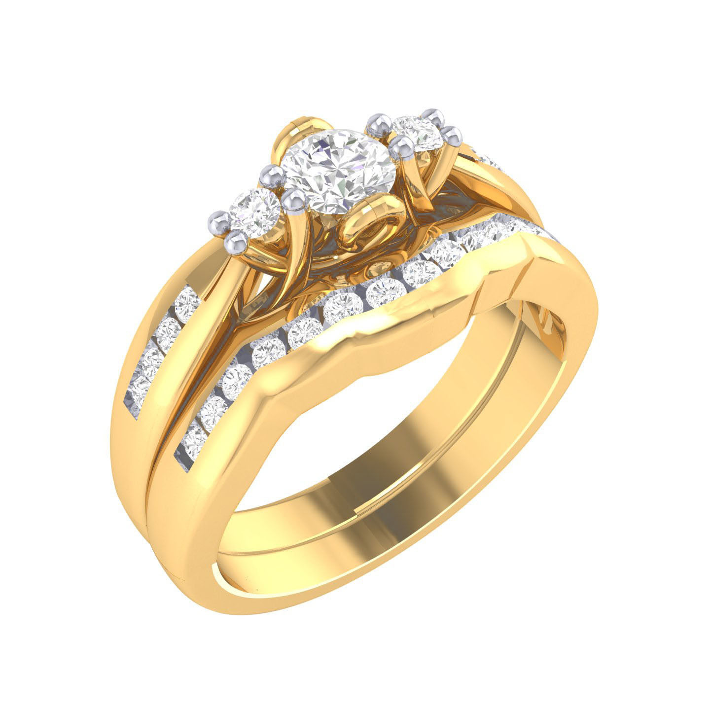 Solitaire Ring with Band - 129922 3D print model_11