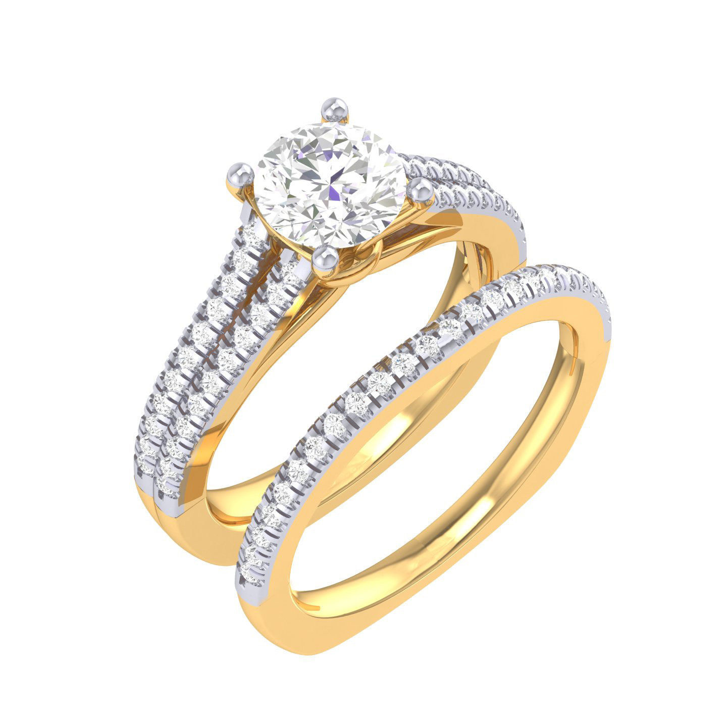 Solitaire Ring with Band - 128782 3D print model_11