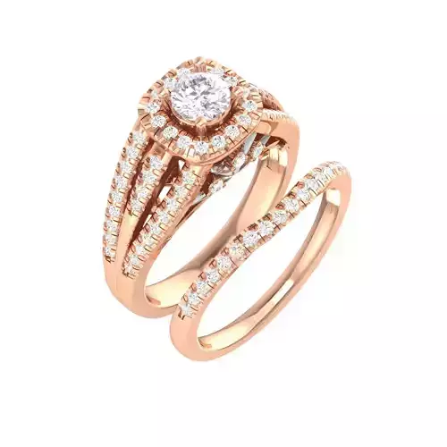 Solitaire Halo Ring with Band - 128760