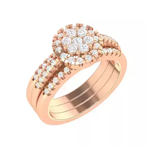 Solitaire Halo Ring with double band - 128756