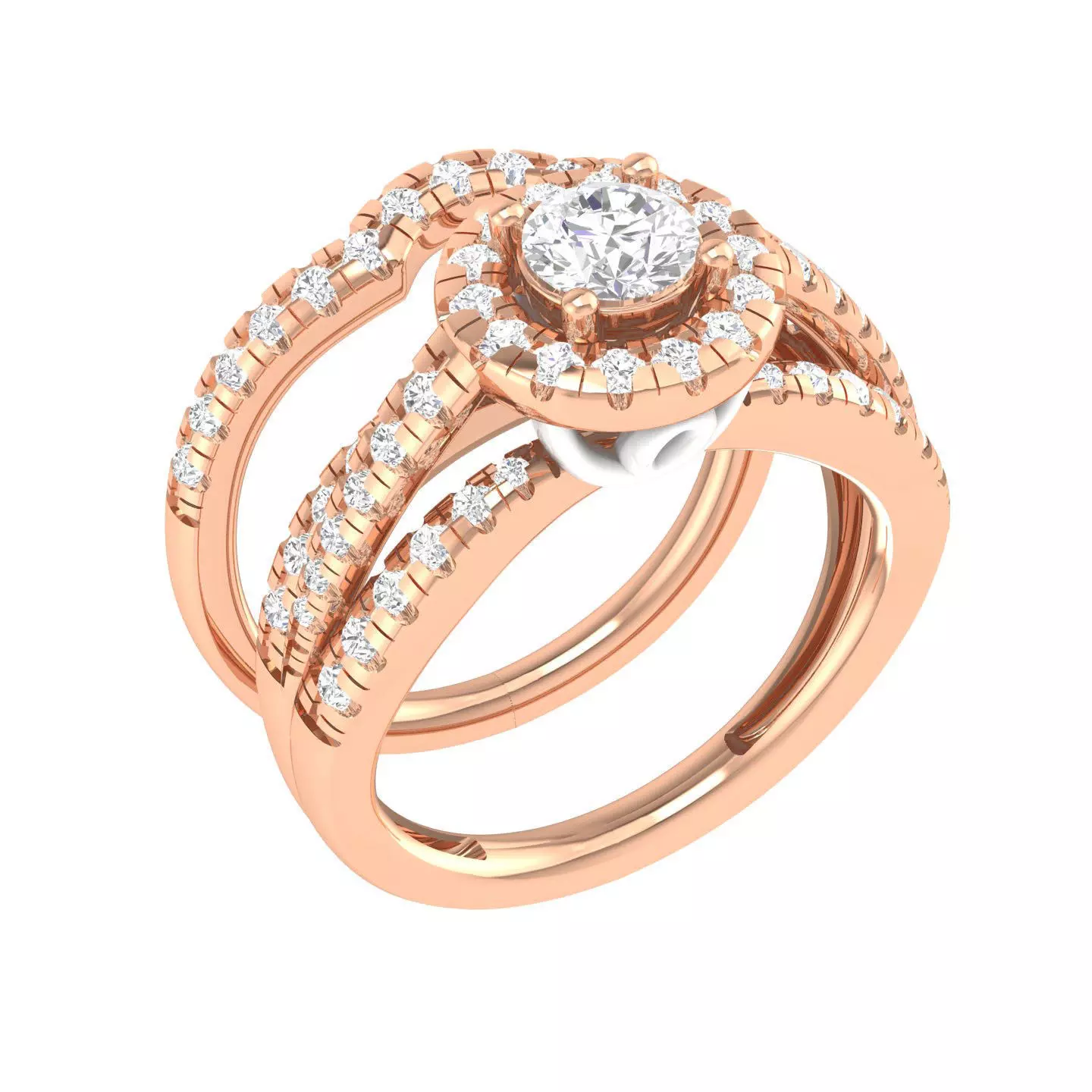 Solitaire Halo Ring with Band - 128648 3D print model