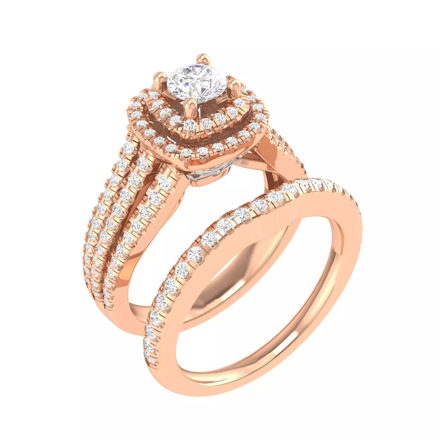Solitaire Halo Ring with Band - 127943 3D print model