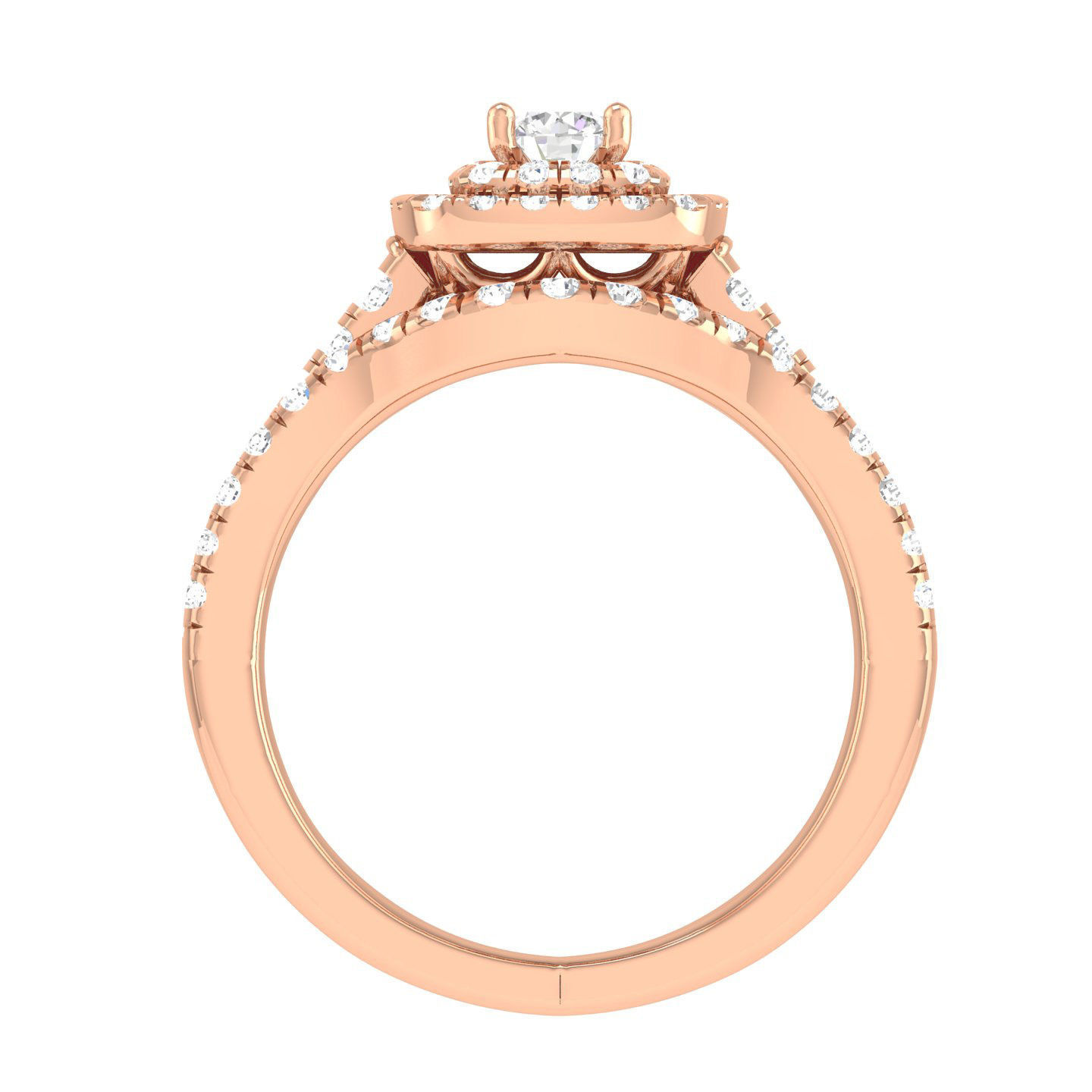 Solitaire Halo Ring with Band - 127939 3D print model_2