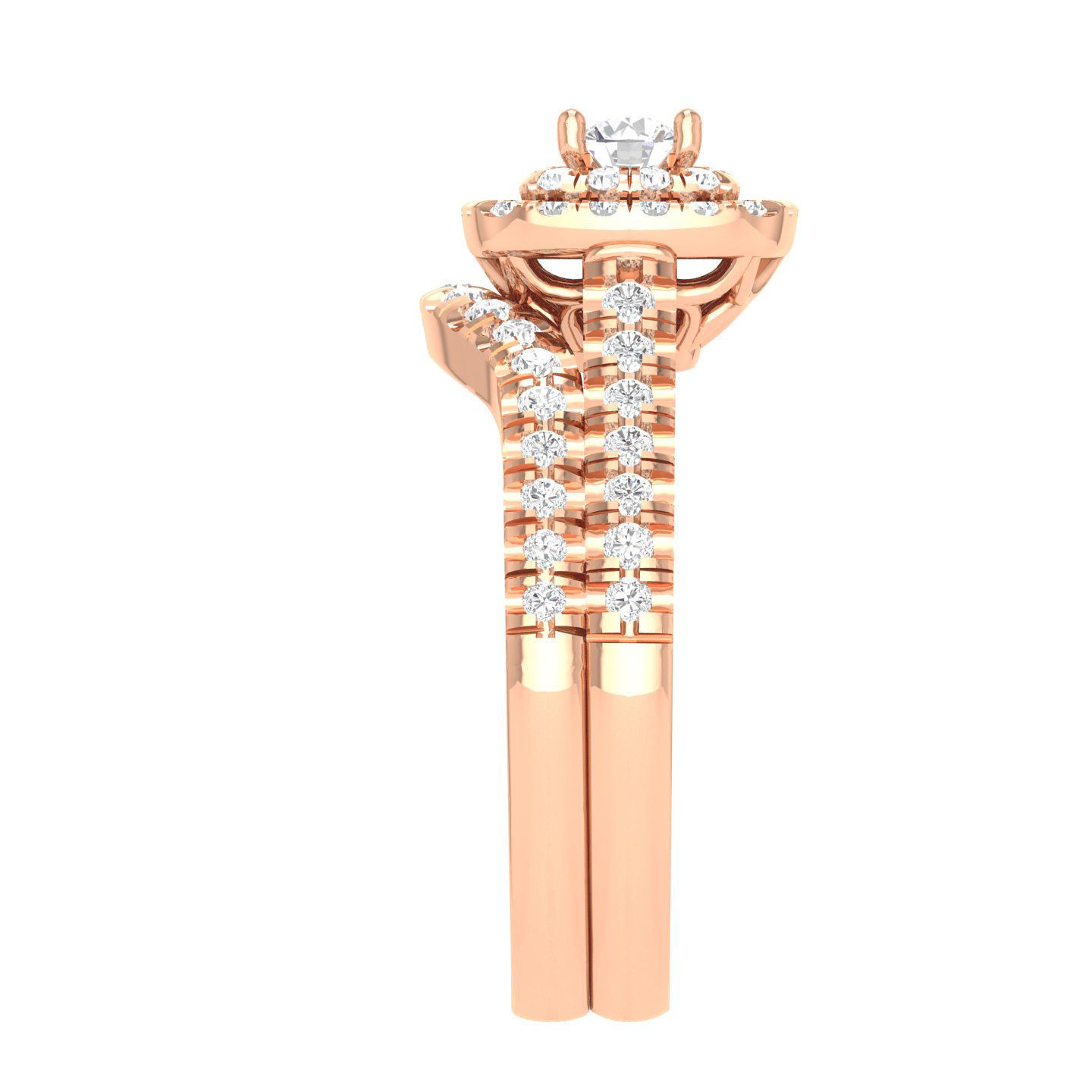 Solitaire Halo Ring with Band - 127939 3D print model_3