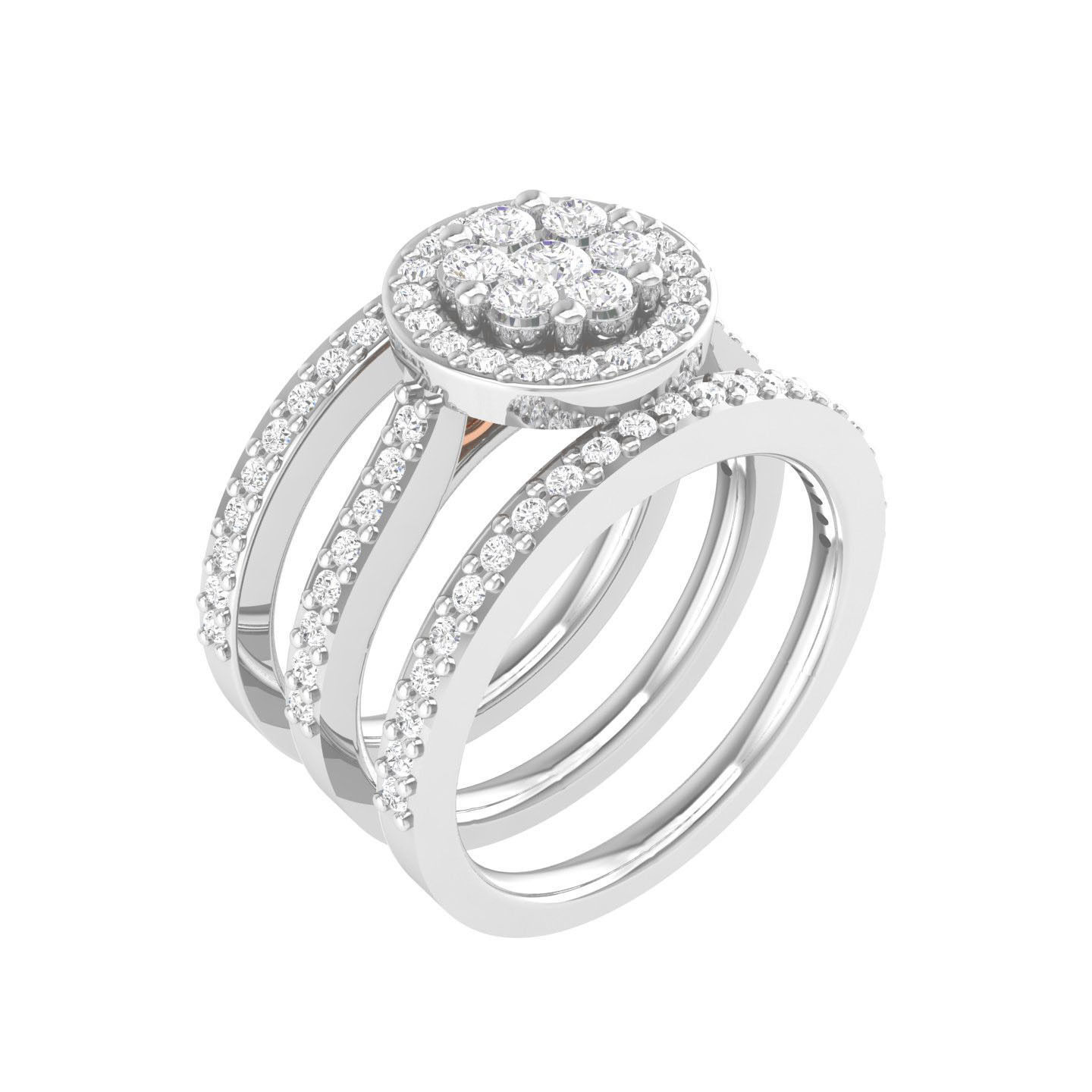 Solitaire Halo Ring with double band - 127058 3D print model_7