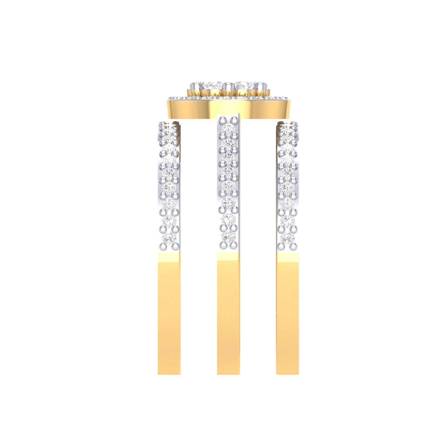 Solitaire Halo Ring with double band - 127058 3D print model_10