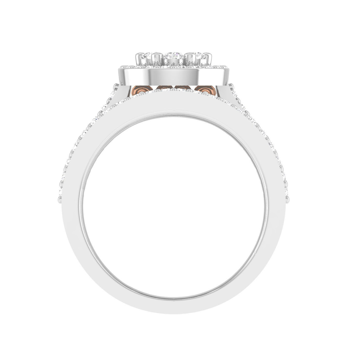 Solitaire Halo Ring with double band - 127058 3D print model_5