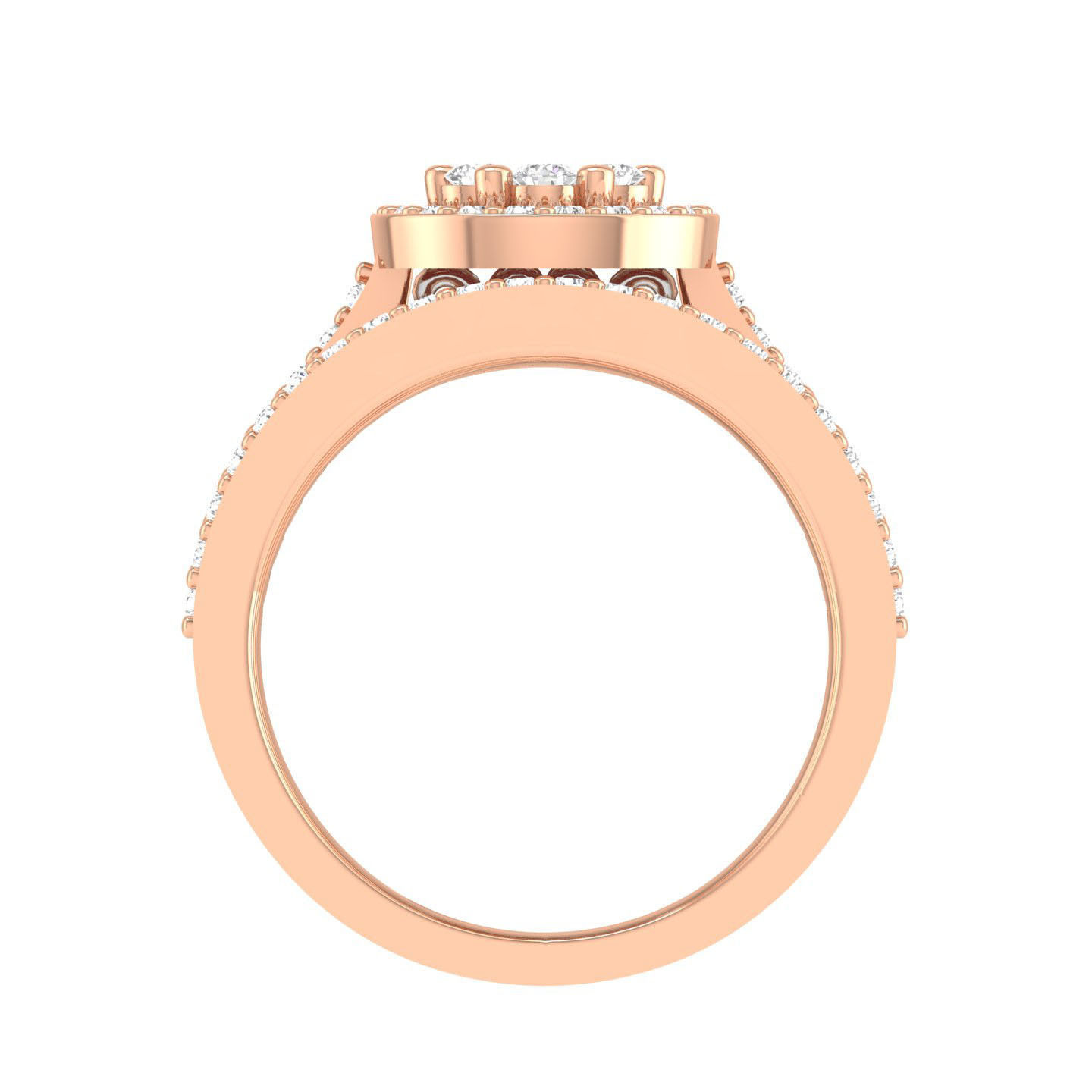 Solitaire Halo Ring with double band - 127058 3D print model_2