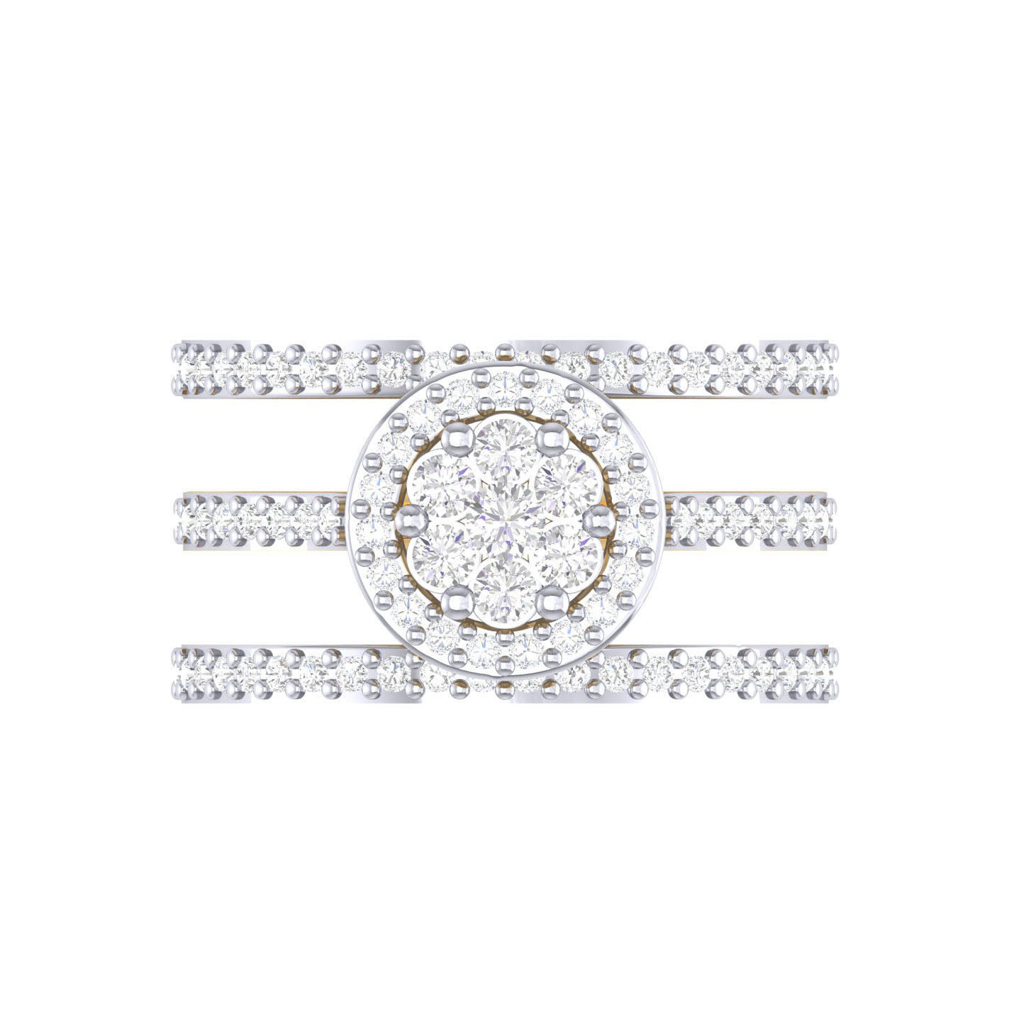 Solitaire Halo Ring with double band - 127058 3D print model_8