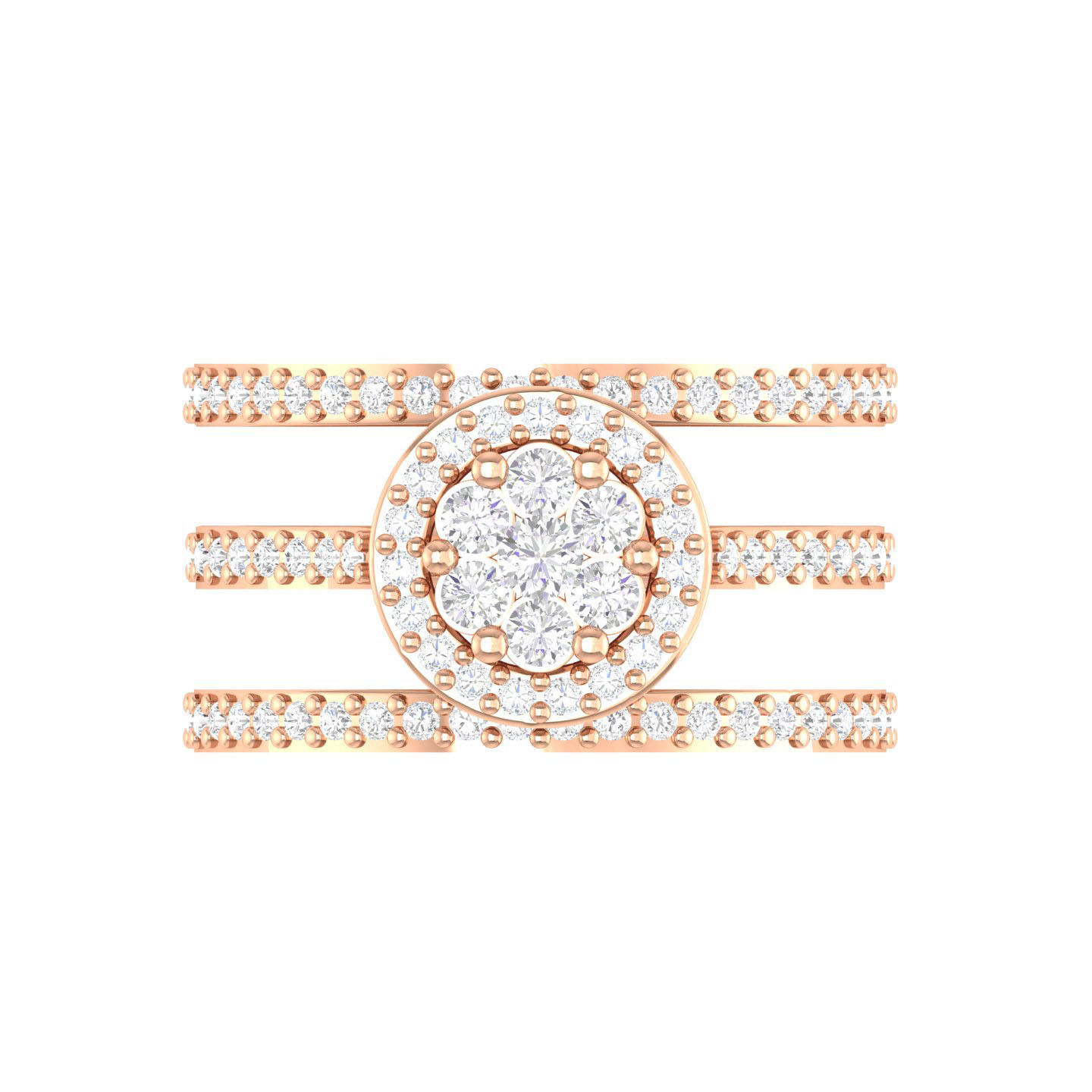 Solitaire Halo Ring with double band - 127058 3D print model_1