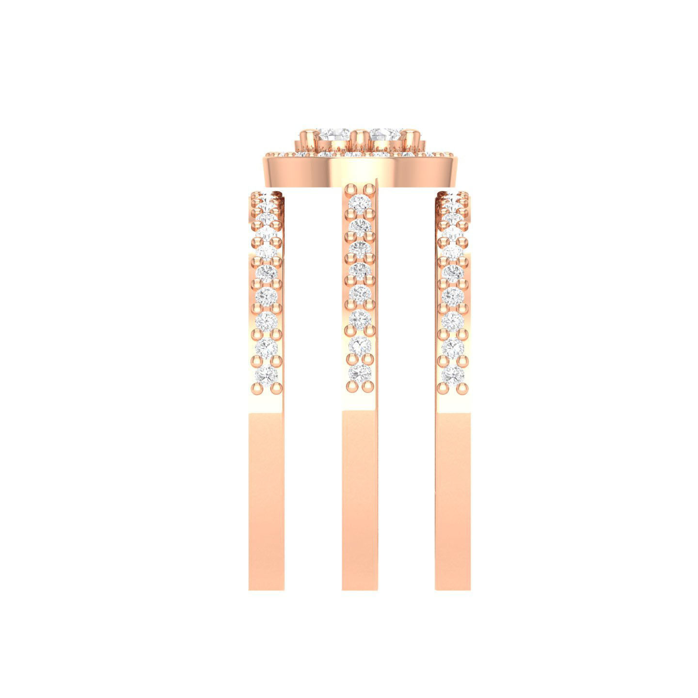 Solitaire Halo Ring with double band - 127058 3D print model_3