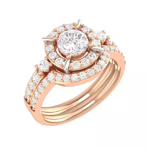 Solitaire Halo Ring with Band - 125497