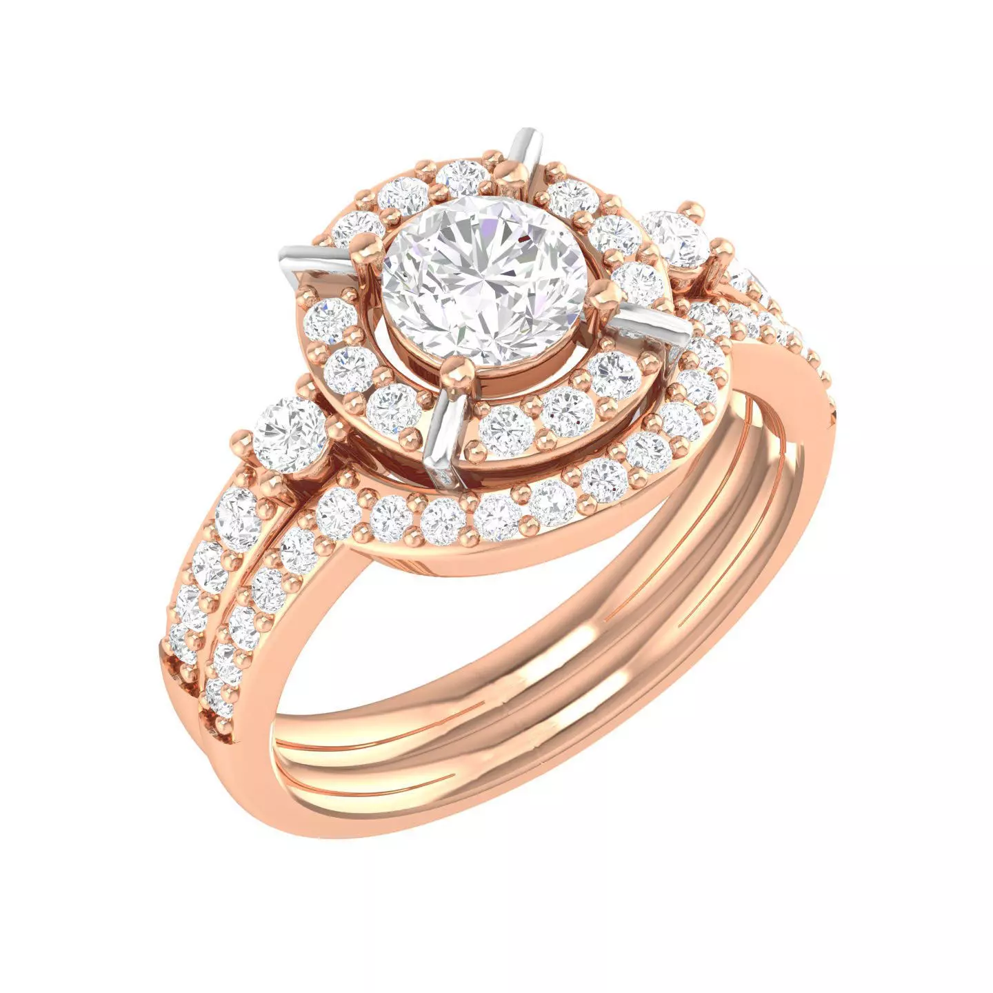 Solitaire Halo Ring with Band - 125497 3D print model