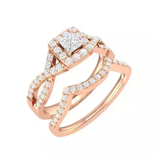 Solitaire Halo Ring with band - 111829