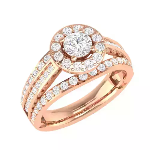 Solitaire Halo Ring with band - 111799