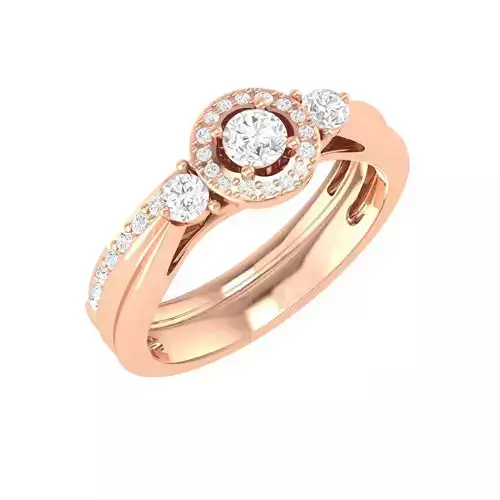 Solitaire Halo Ring with band - 111776