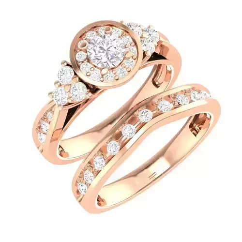 Solitaire Halo Ring with band - 111770