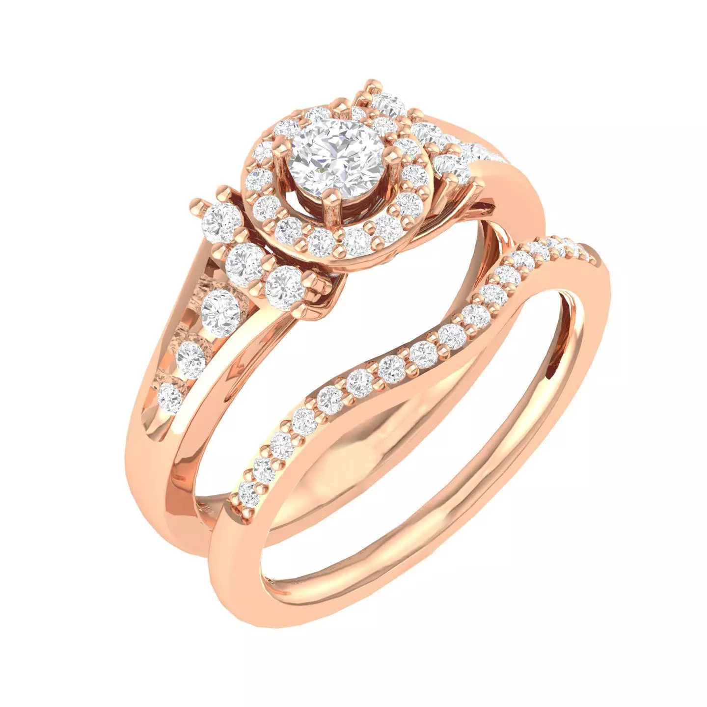 Solitaire Halo Ring with Band - 111769 3D print model