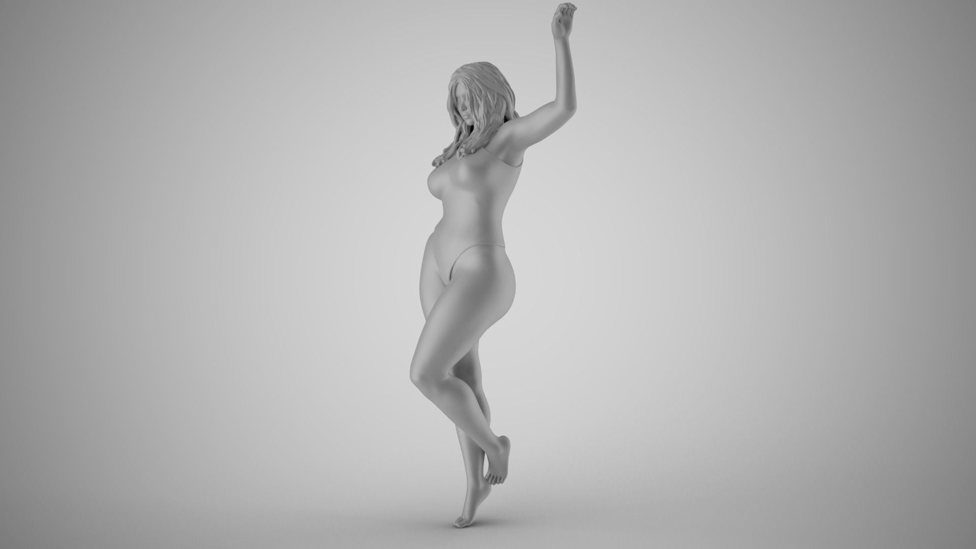 Girl Putting Hand on Shelf 3D print model_1
