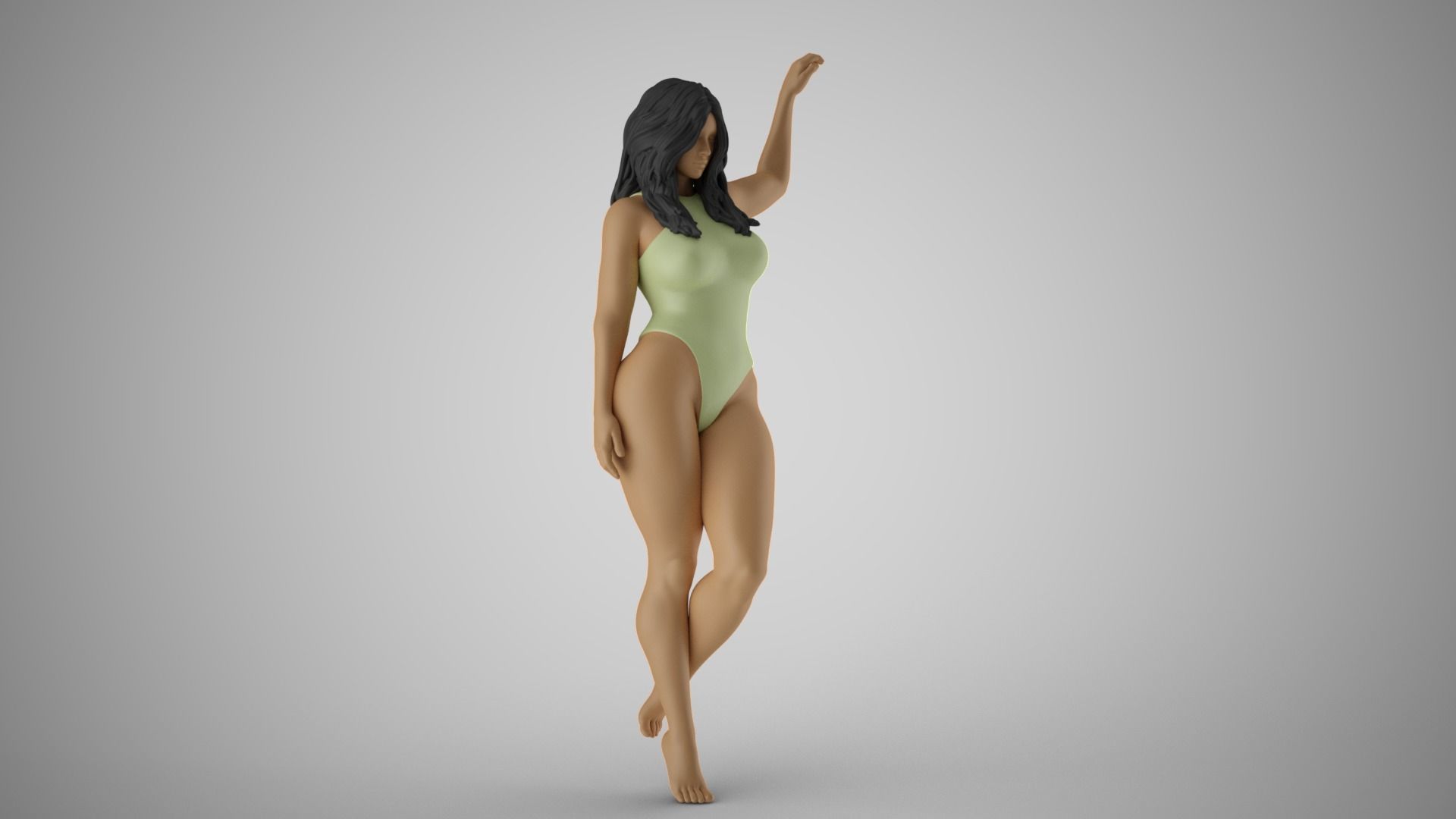 Girl Putting Hand on Shelf 3D print model_4