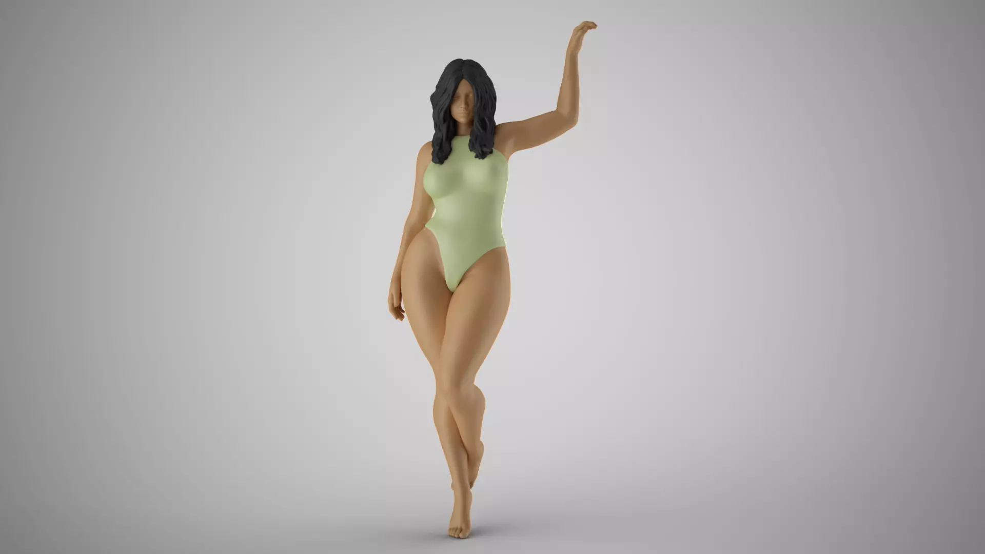 Girl Putting Hand on Shelf 3D print model_0