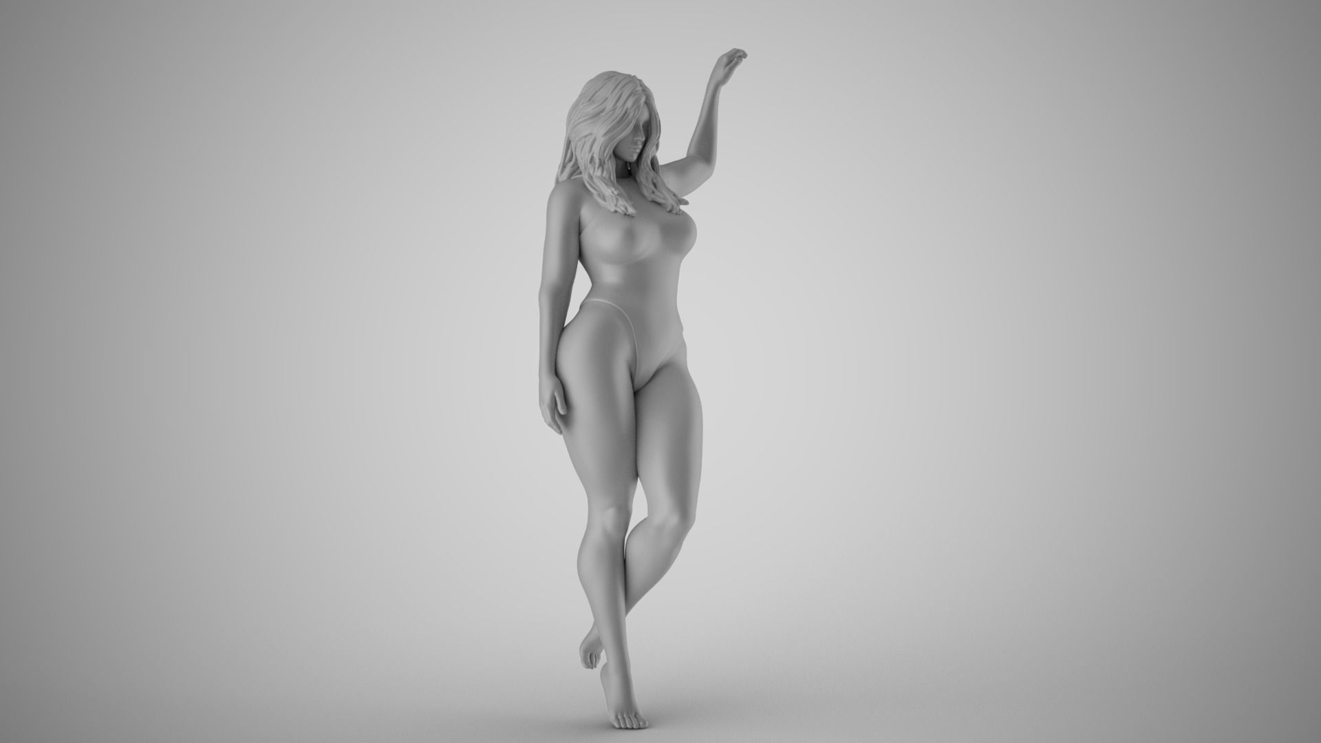 Girl Putting Hand on Shelf 3D print model_3