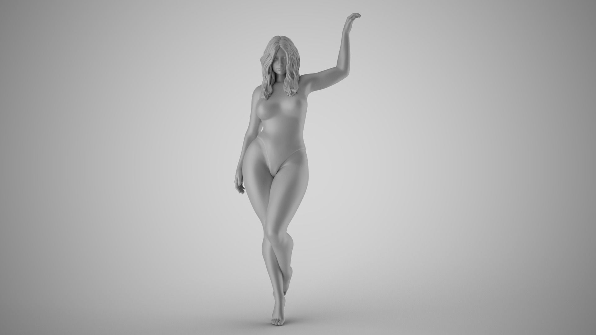 Girl Putting Hand on Shelf 3D print model_2