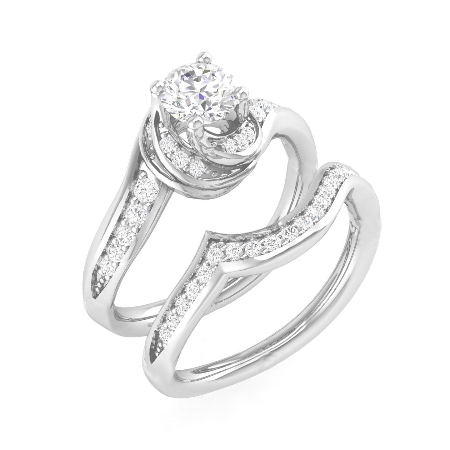 Solitaire Ring with band - 108767 3D print model_7