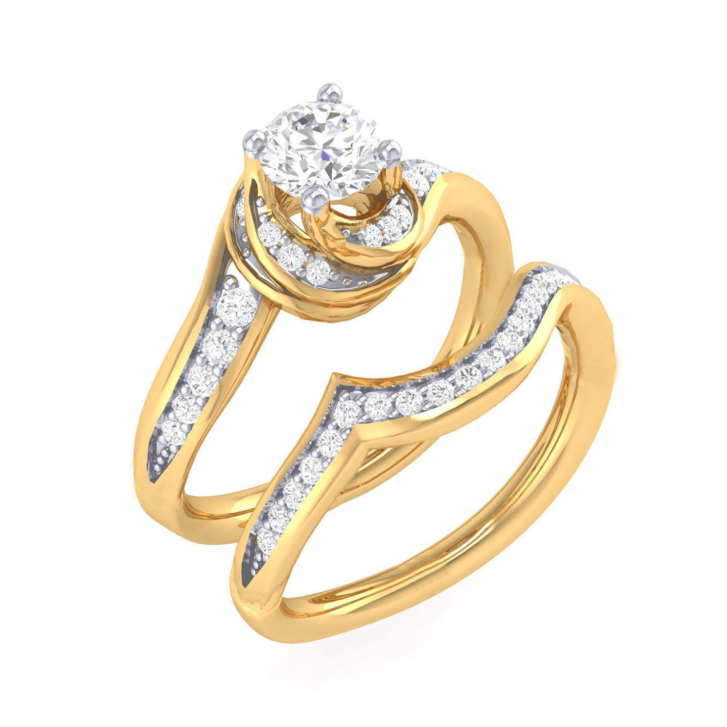 Solitaire Ring with band - 108767 3D print model_11
