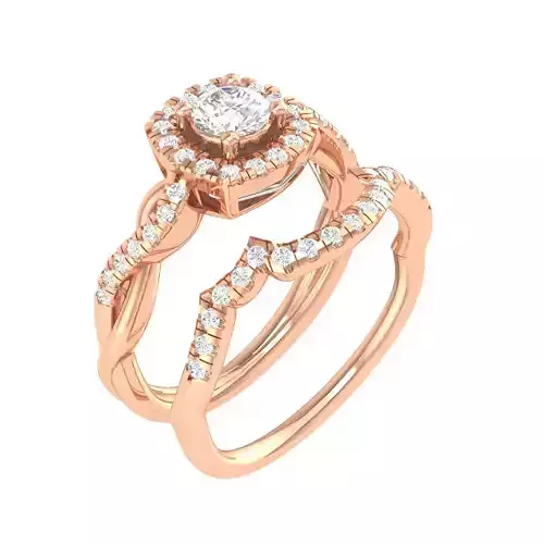 Solitaire Halo Ring with Band - 105193