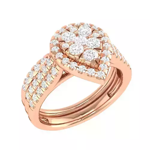 Solitaire Halo Ring with Band - 105115