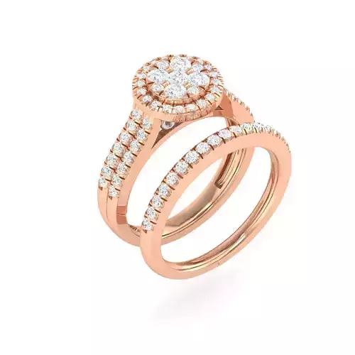 Solitaire Halo Ring with Band - 105114
