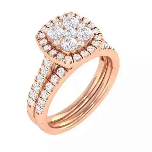 Solitaire Halo Ring with Band - 105111