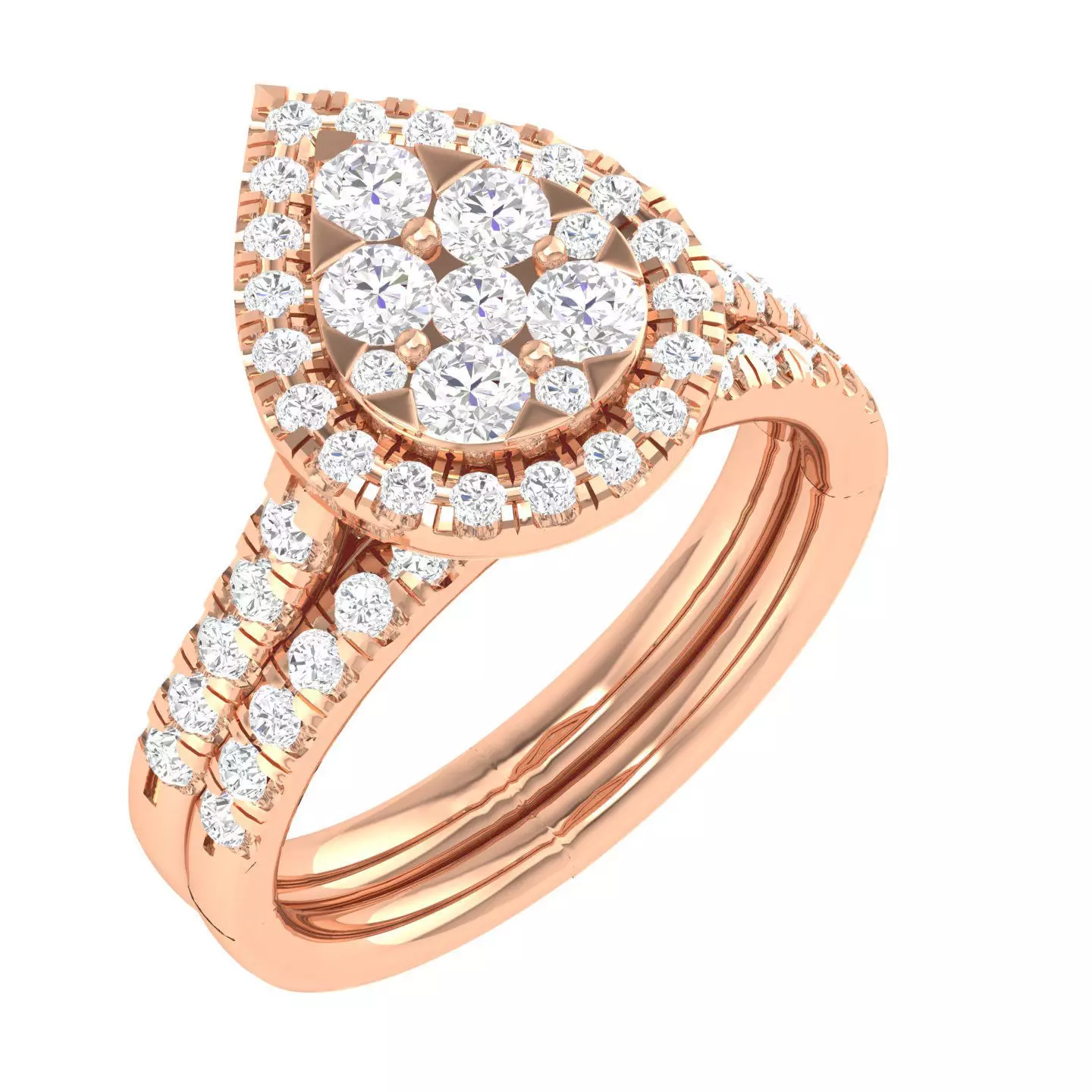 Solitaire Halo Ring with Band - 105109 3D print model