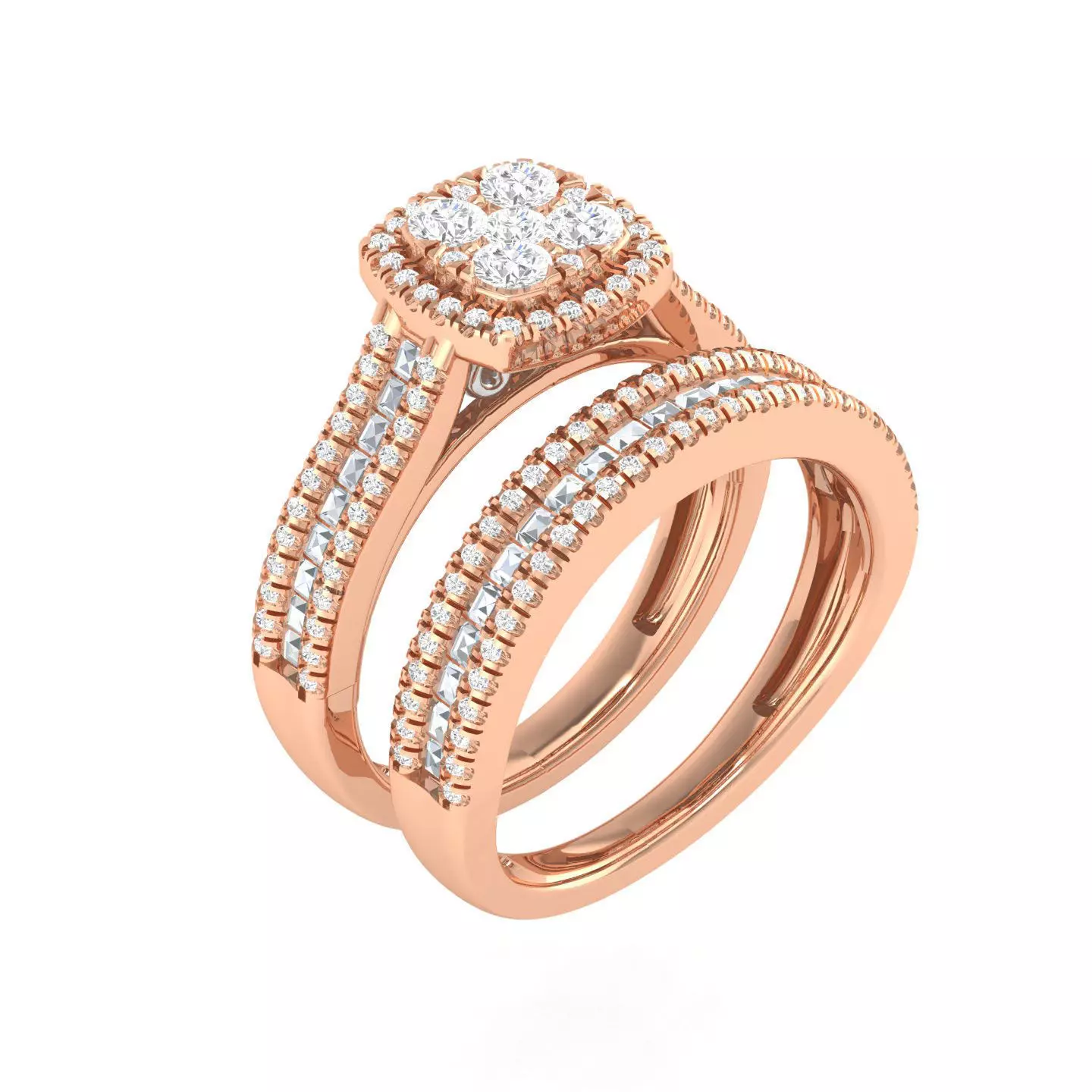Solitaire Halo Ring with Band - 105107 3D print model