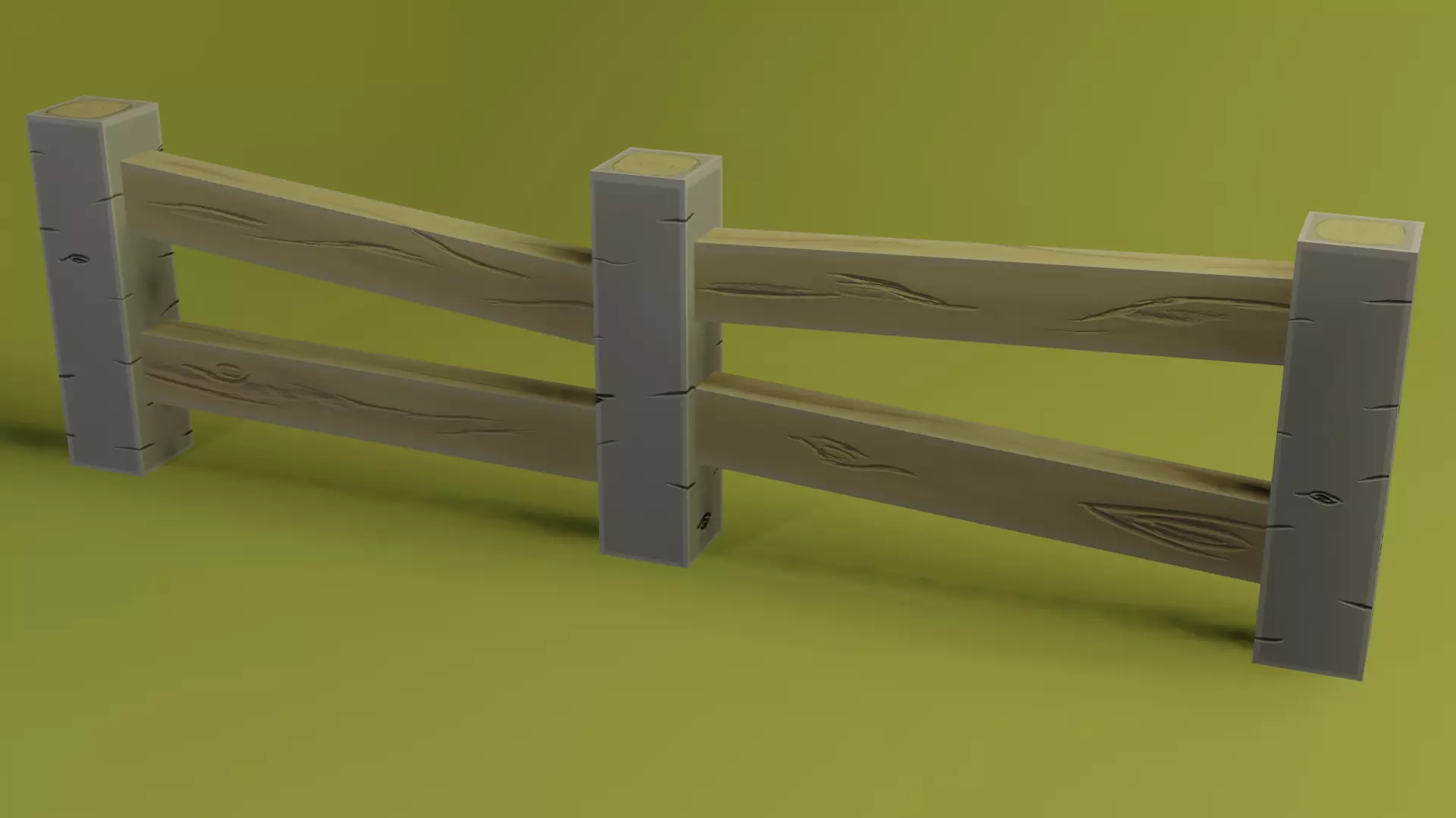 Birch Wood Fence Free low-poly 3D model