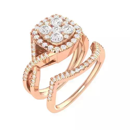 Solitaire Halo Ring with Band - 105099