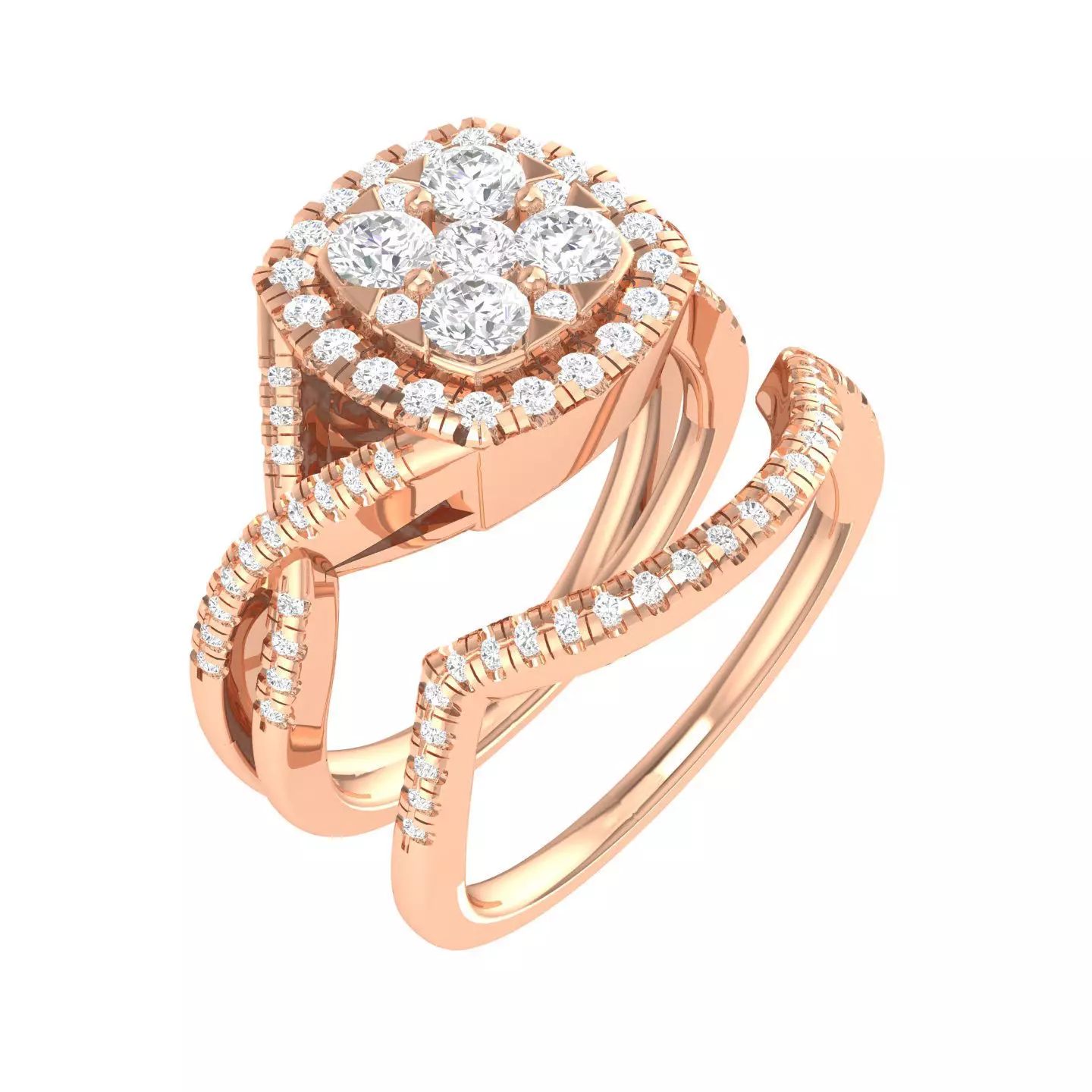 Solitaire Halo Ring with Band - 105099 3D print model
