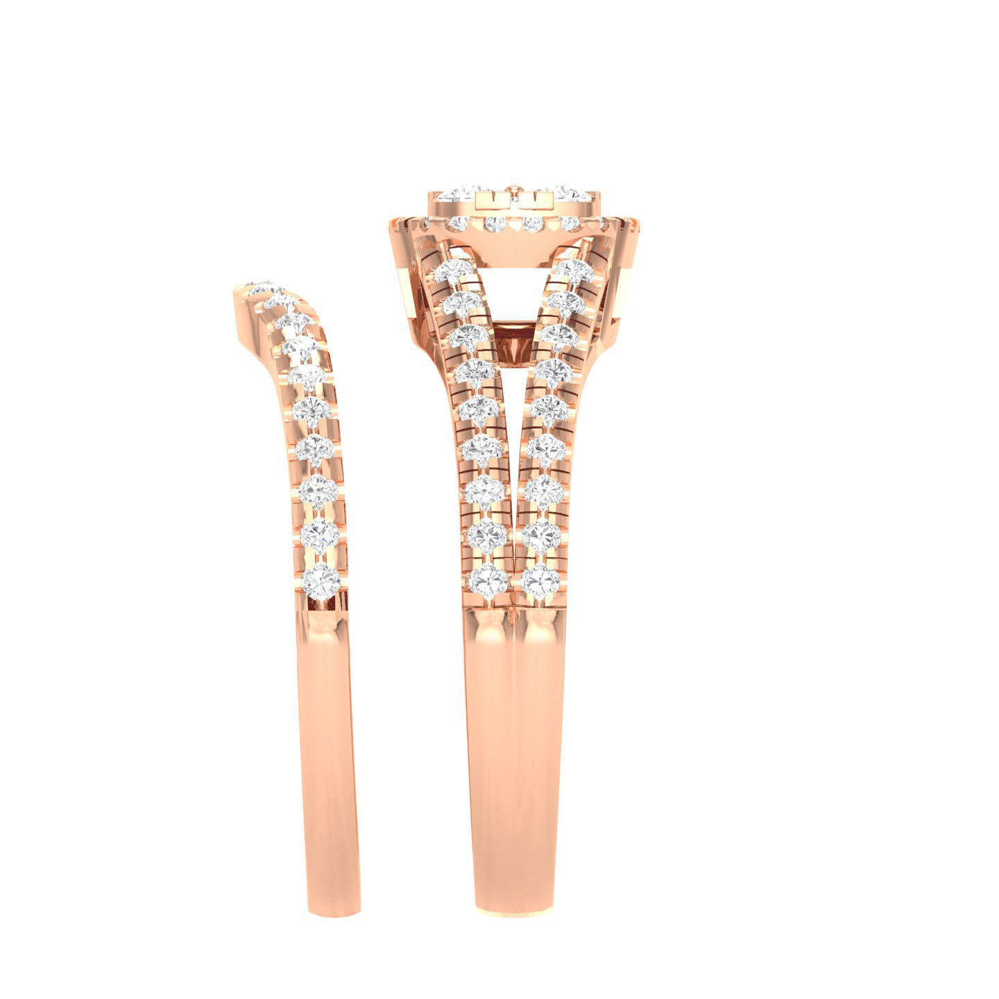 Solitaire Halo Ring with Band - 105098 3D print model_3