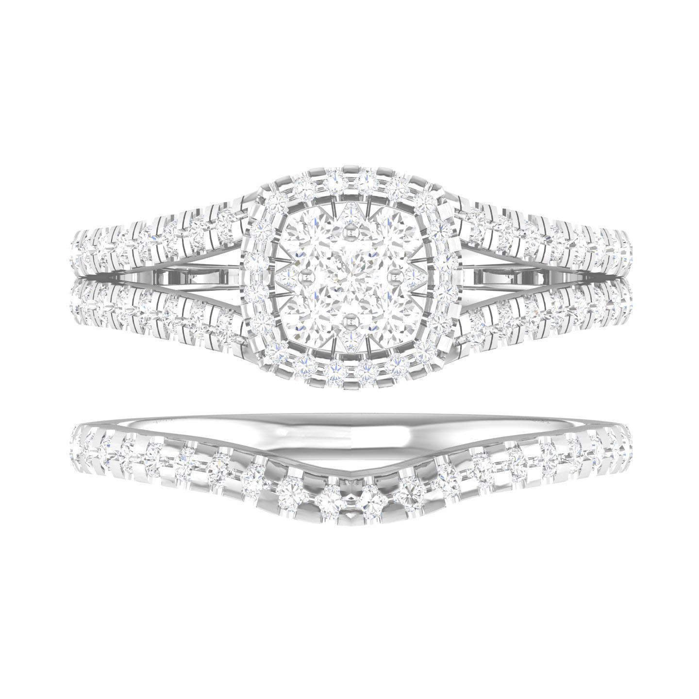 Solitaire Halo Ring with Band - 105098 3D print model_4