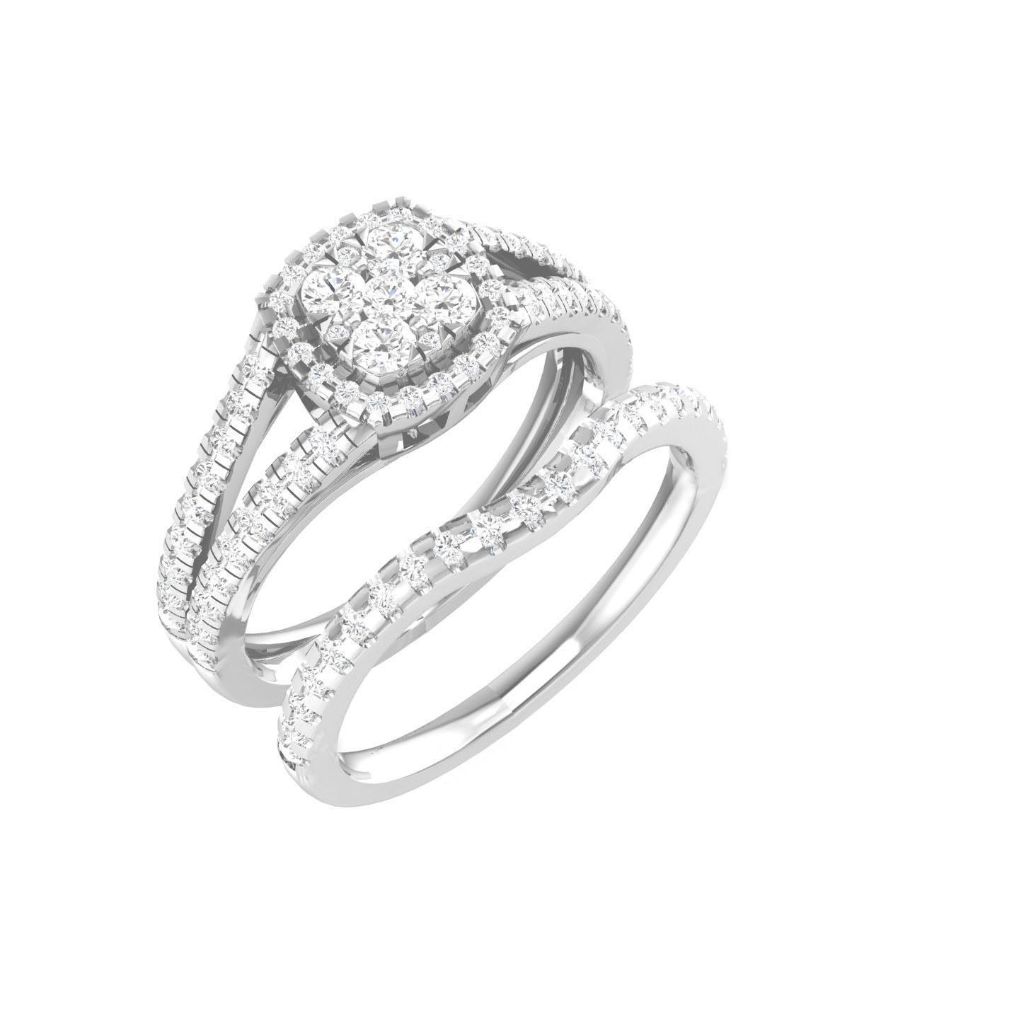 Solitaire Halo Ring with Band - 105098 3D print model_7