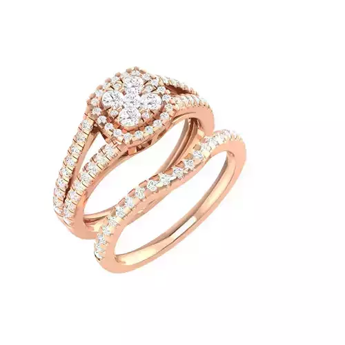 Solitaire Halo Ring with Band - 105098