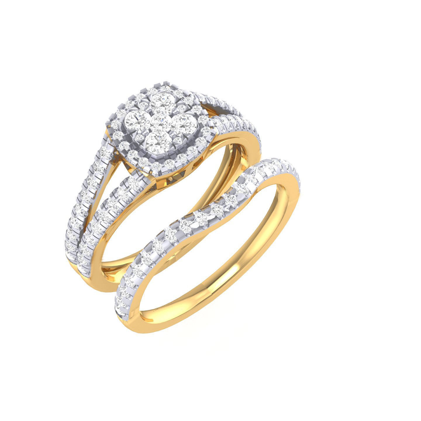 Solitaire Halo Ring with Band - 105098 3D print model_11