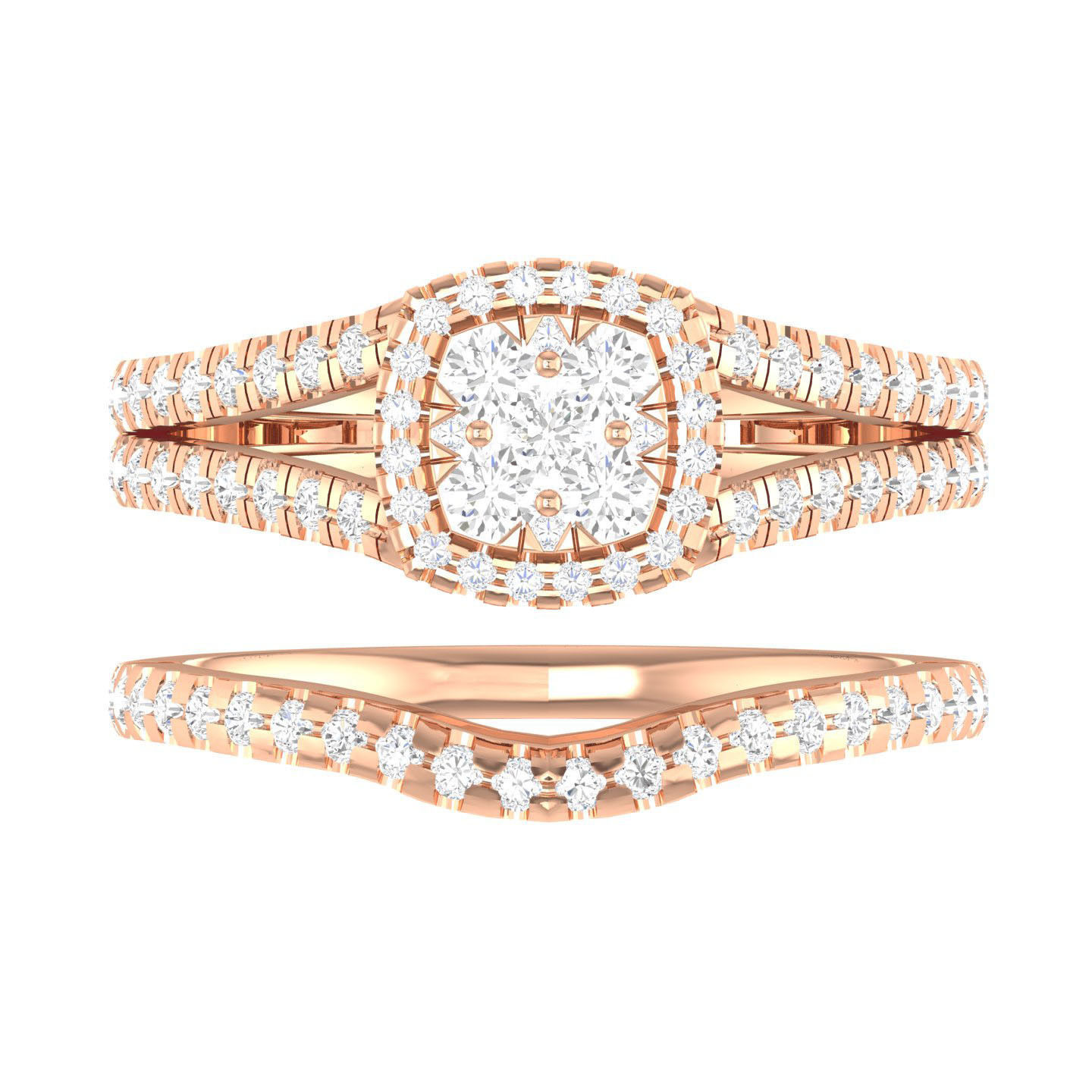 Solitaire Halo Ring with Band - 105098 3D print model_1