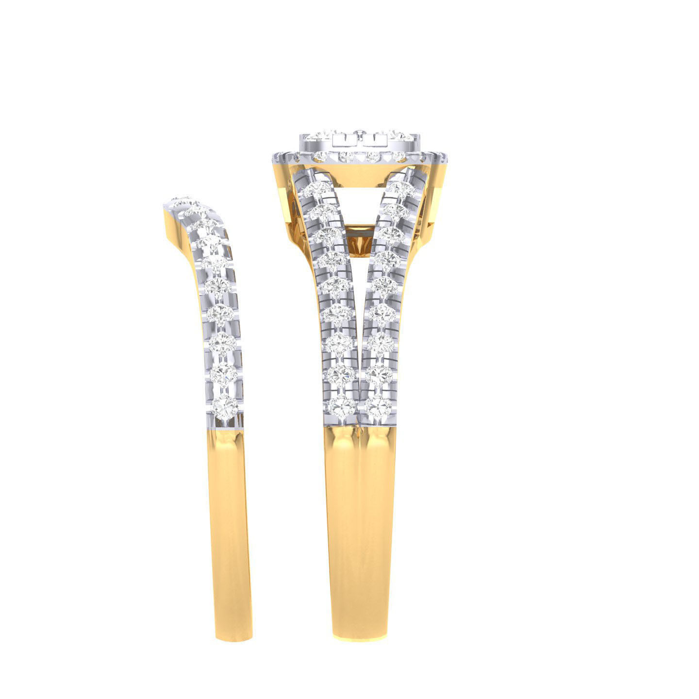 Solitaire Halo Ring with Band - 105098 3D print model_10