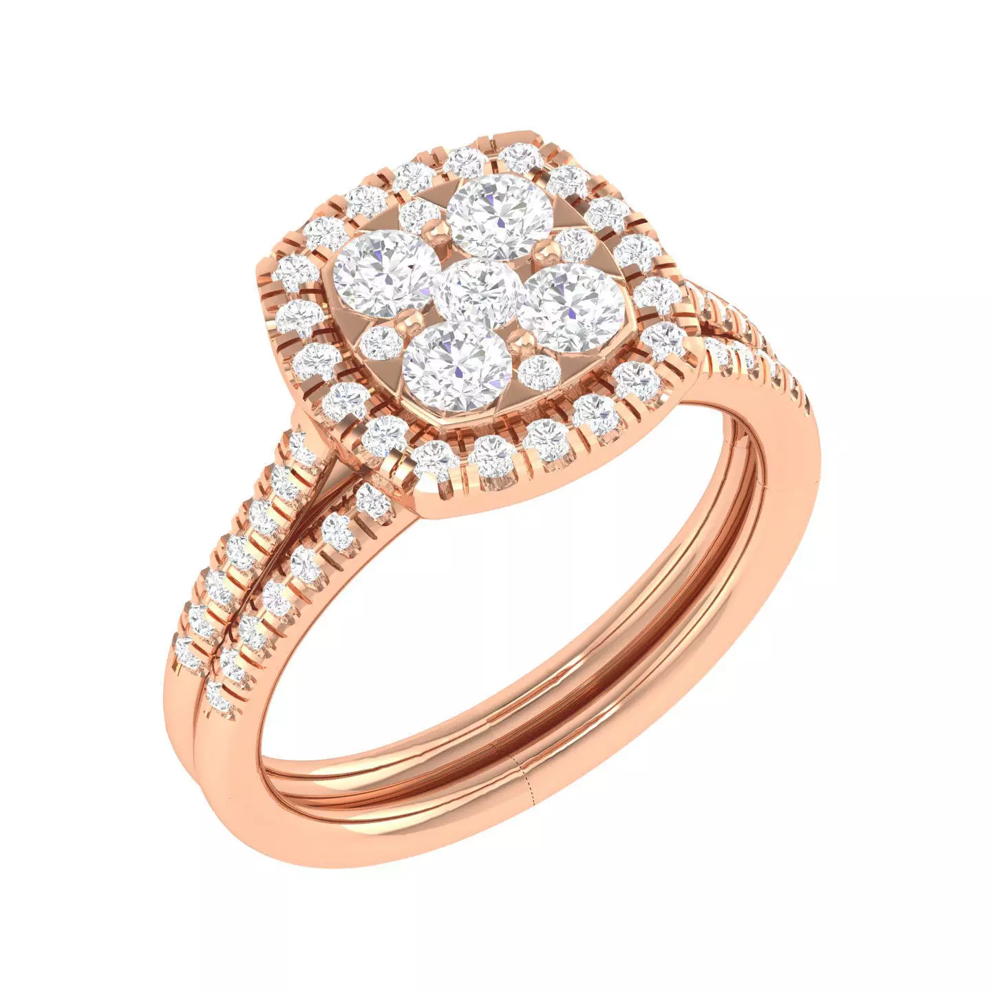 Solitaire Halo Ring with Band - 105097 3D print model