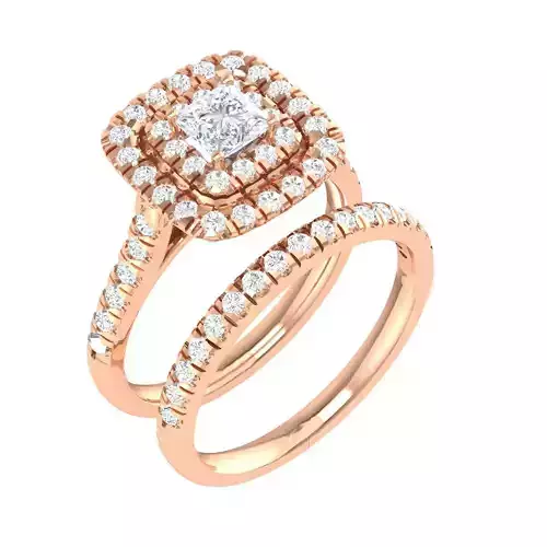 Solitaire Halo Ring with band - 105004