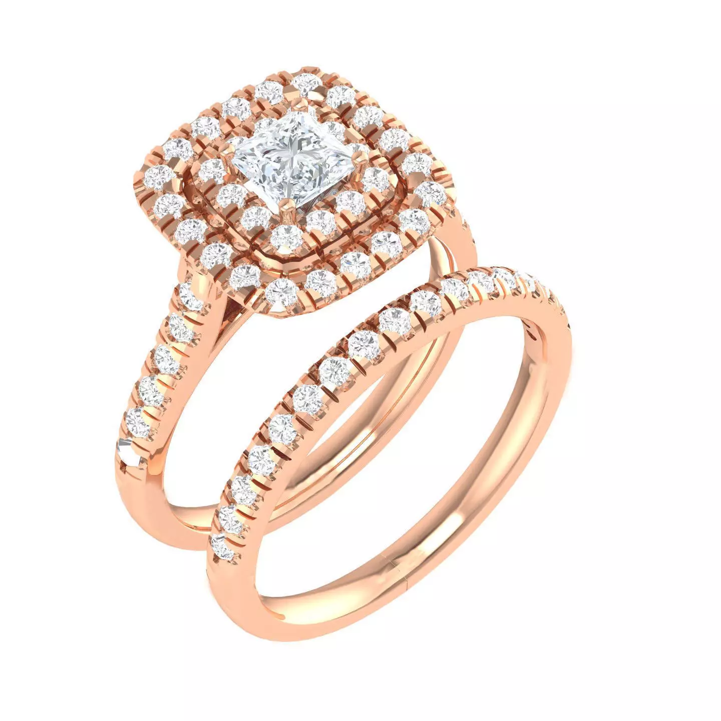 Solitaire Halo Ring with band - 105004 3D print model