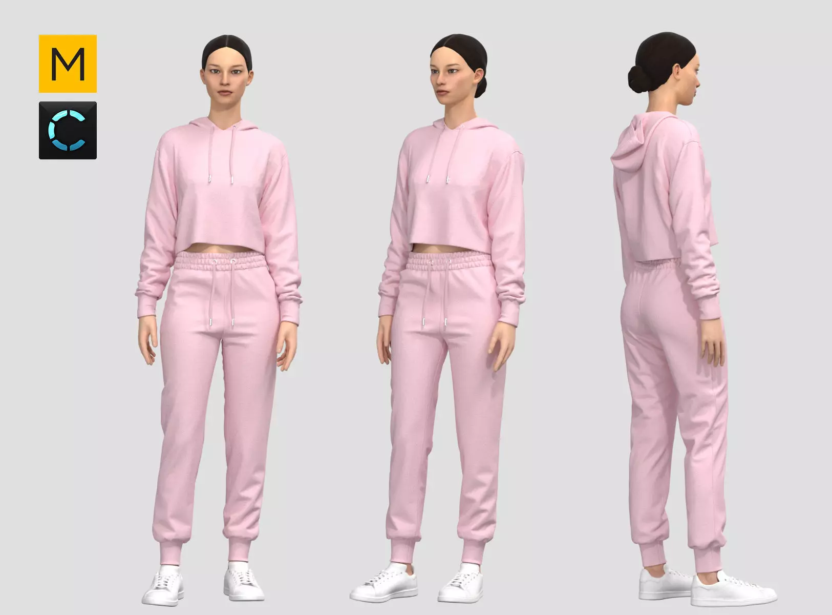 Crop hoodie and jogger 3D model