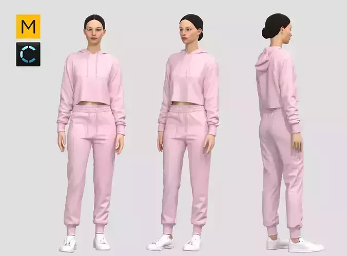 Crop hoodie and jogger 3D model